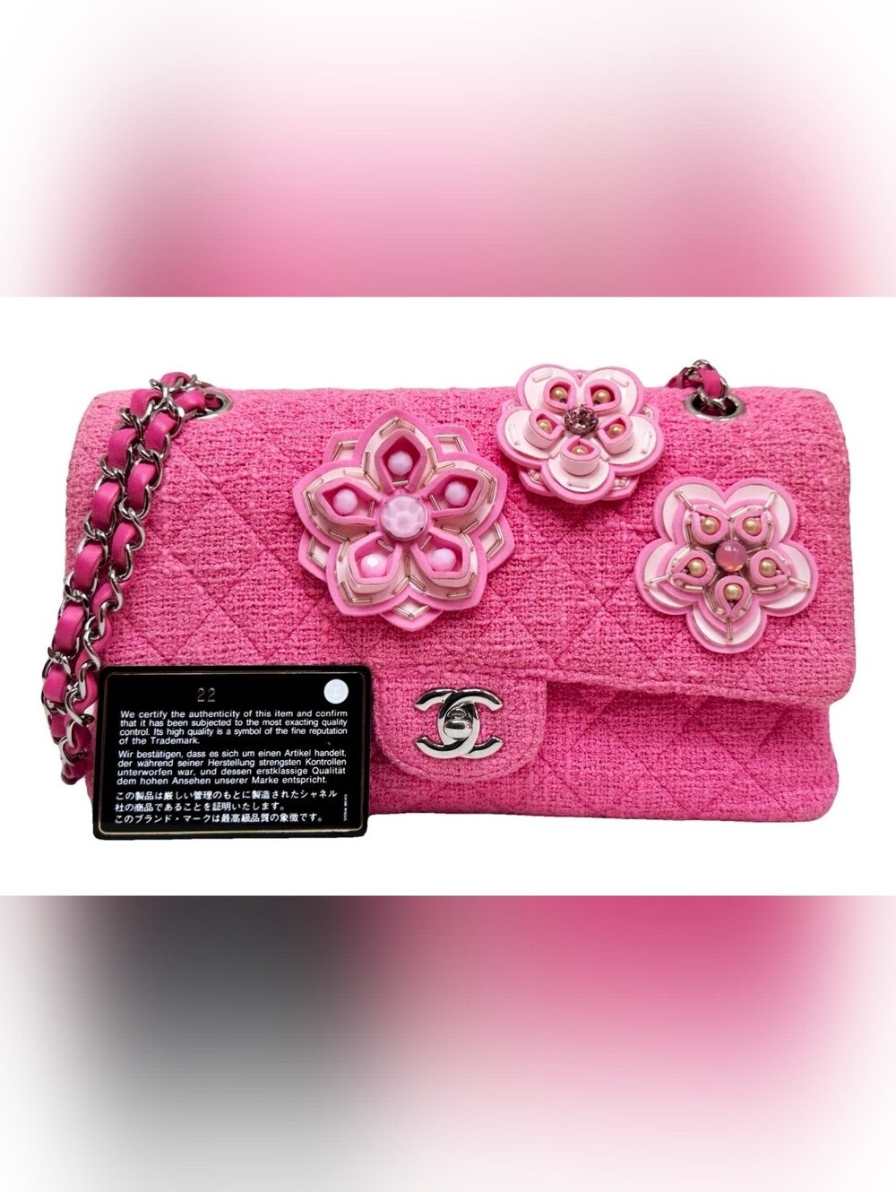 🌺 Chanel Classic Tweed Double Flap Flower Bag 🌺